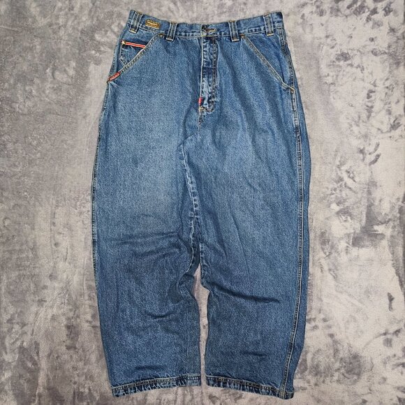 Vintage Ecko Unltd Collection18c Baggy Blue Jeans Men's 34 90ss Y2K Hip Hop Skat - Picture 2 of 16